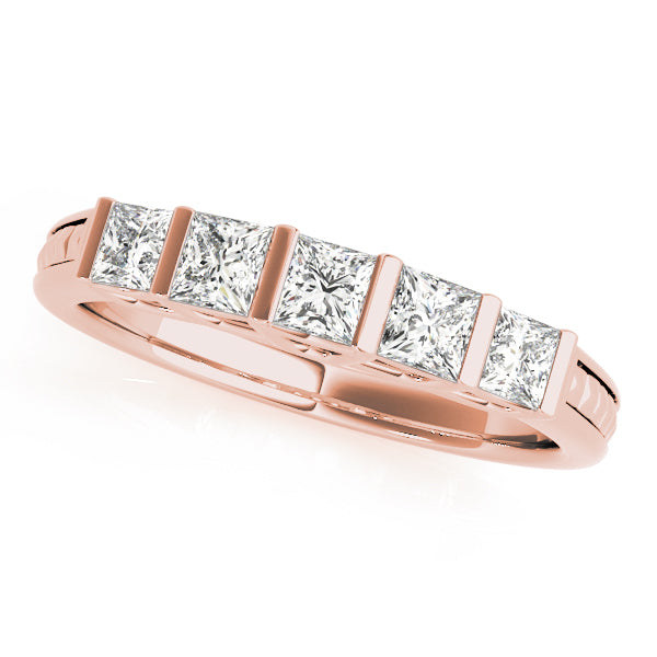 Fancy Princess Half Eternity Ring in Gold & Platinum