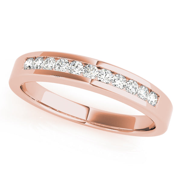 Single Row Channel Set Half Eternity Ring in Gold & Platinum