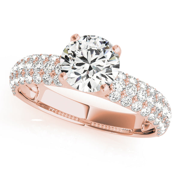 Sophisticated Pave Round Diamond Engagement Ring in 10K/14K gold and platinum with certified lab-grown or natural diamonds