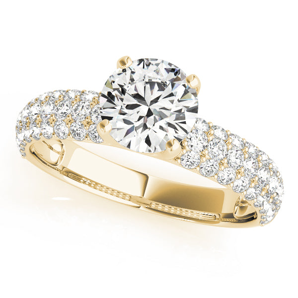 Sophisticated Pave Round Diamond Engagement Ring in 10K/14K gold and platinum with certified lab-grown or natural diamonds