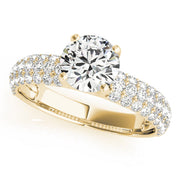 Sophisticated Pave Round Diamond Engagement Ring in 10K/14K gold and platinum with certified lab-grown or natural diamonds