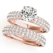 Sophisticated Pave Round Diamond Engagement Ring in 10K/14K gold and platinum with certified lab-grown or natural diamonds