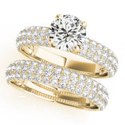 Sophisticated Pave Round Diamond Engagement Ring in 10K/14K gold and platinum with certified lab-grown or natural diamonds