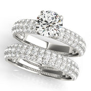 Sophisticated Pave Round Diamond Engagement Ring in 10K/14K gold and platinum with certified lab-grown or natural diamonds