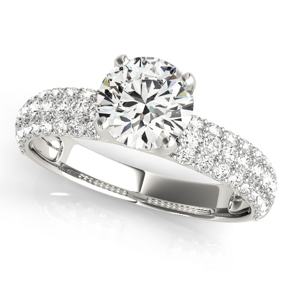 Sophisticated Pave Round Diamond Engagement Ring in 10K/14K gold and platinum with certified lab-grown or natural diamonds