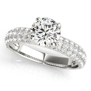 Sophisticated Pave Round Diamond Engagement Ring in 10K/14K gold and platinum with certified lab-grown or natural diamonds