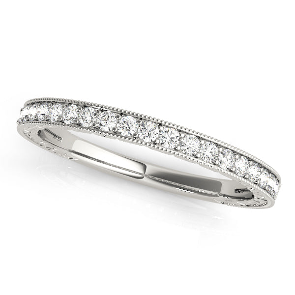 Channel Set Milgrain Half Eternity Ring in Gold & Platinum