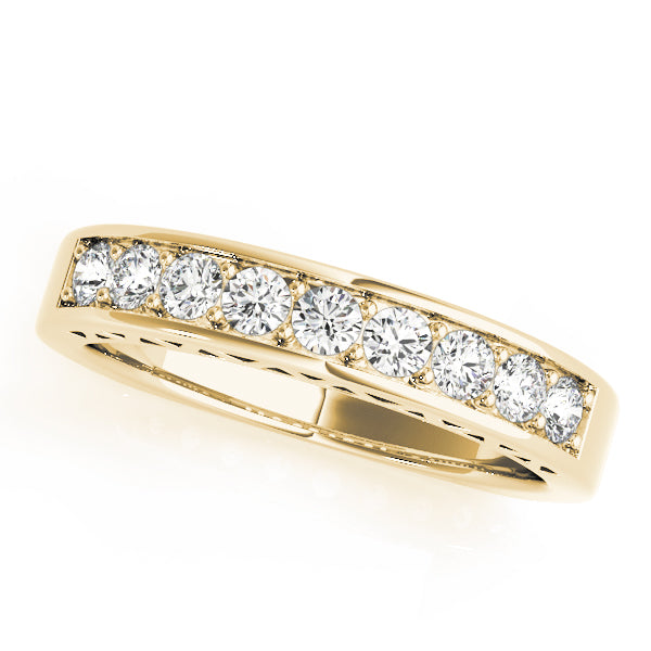 Single Row Prong in Channel Wedding Half Eternity Ring in 10K/14K gold and platinum with certified lab-grown or natural diamonds