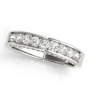 Single Row Prong in Channel Wedding Half Eternity Ring in Gold & Platinum