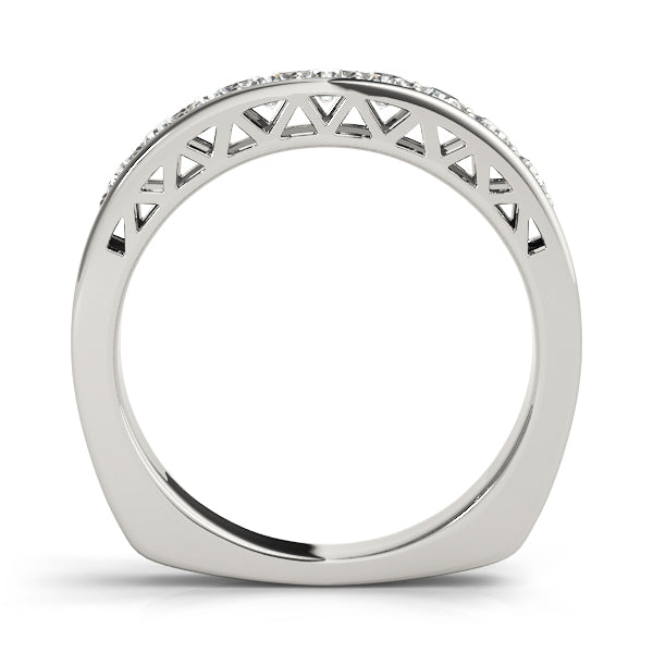 Single Row Prong in Channel Wedding Half Eternity Ring in Gold & Platinum