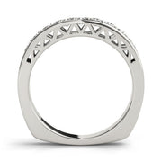 Single Row Prong in Channel Wedding Half Eternity Ring in Gold & Platinum