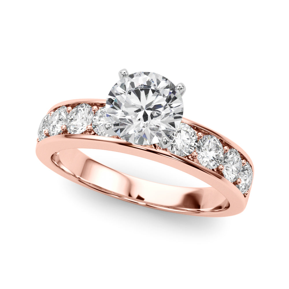 Majestic Channel-Set Round Diamond Engagement Ring in 10K/14K gold and platinum with certified lab-grown or natural diamonds