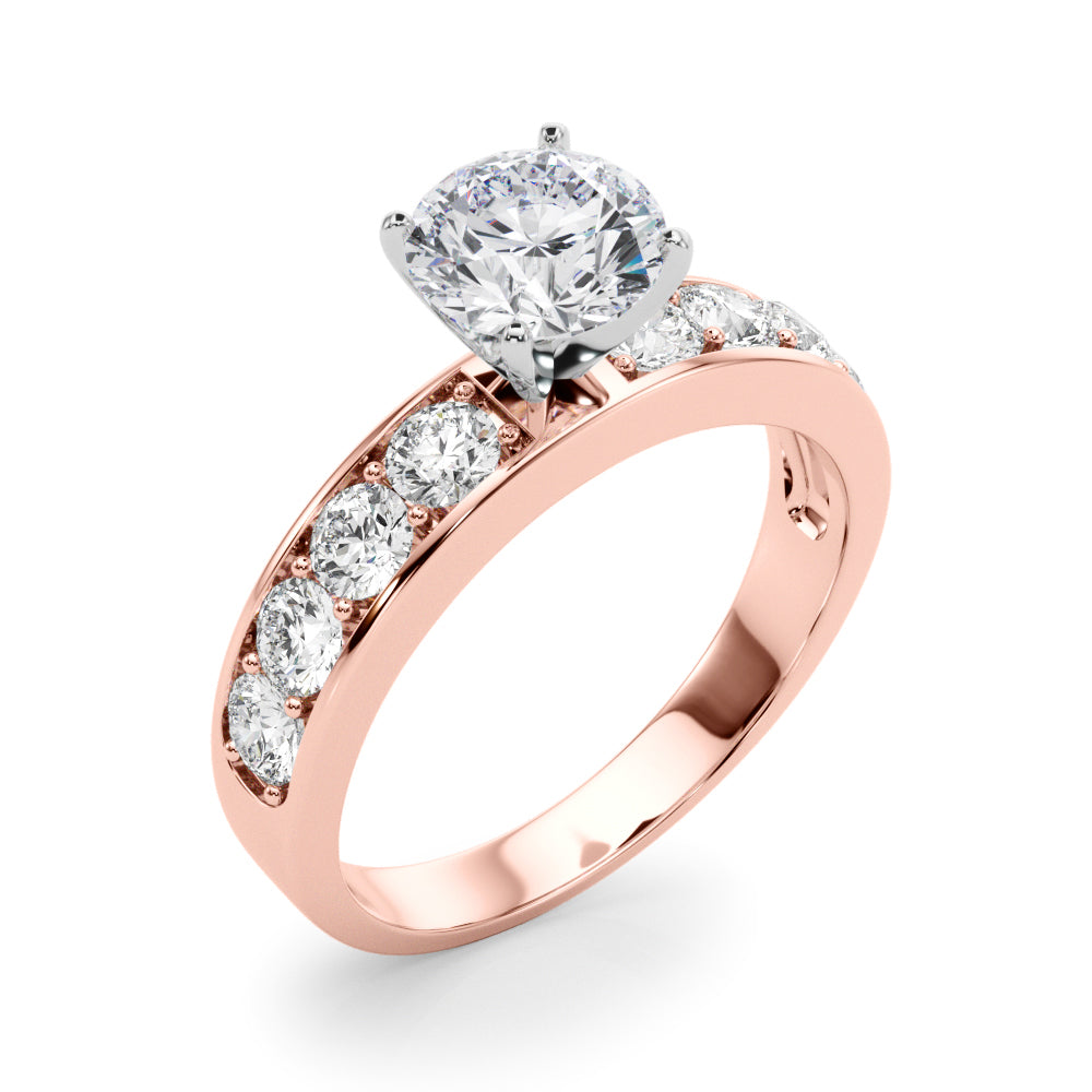Majestic Channel-Set Round Diamond Engagement Ring in 10K/14K gold and platinum with certified lab-grown or natural diamonds