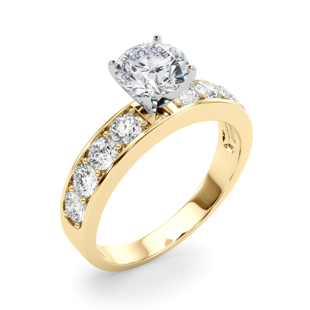Majestic Channel-Set Round Diamond Engagement Ring in 10K/14K gold and platinum with certified lab-grown or natural diamonds