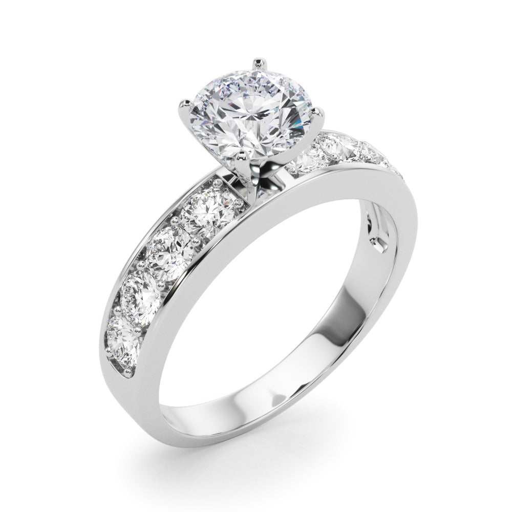 Majestic Channel-Set Round Diamond Engagement Ring in 10K/14K gold and platinum with certified lab-grown or natural diamonds