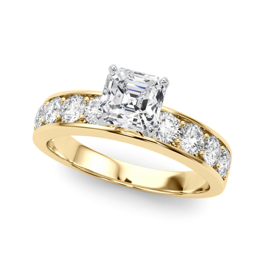 Majestic Channel-Set Round Diamond Engagement Ring in 10K/14K gold and platinum with certified lab-grown or natural diamonds