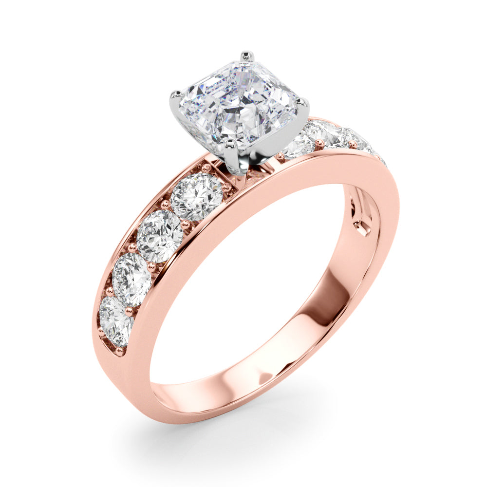 Majestic Channel-Set Round Diamond Engagement Ring in 10K/14K gold and platinum with certified lab-grown or natural diamonds