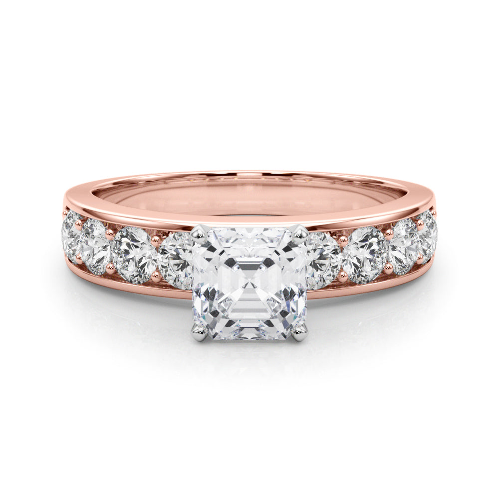 Majestic Channel-Set Round Diamond Engagement Ring in 10K/14K gold and platinum with certified lab-grown or natural diamonds