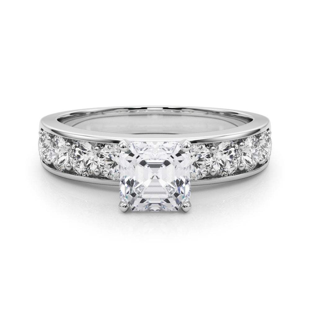 Majestic Channel-Set Round Diamond Engagement Ring in 10K/14K gold and platinum with certified lab-grown or natural diamonds