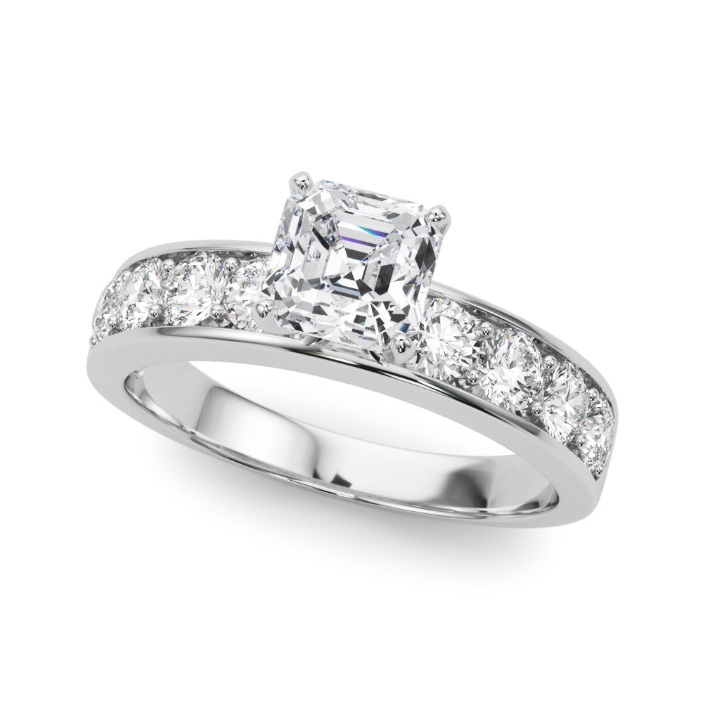 Majestic Channel-Set Round Diamond Engagement Ring in 10K/14K gold and platinum with certified lab-grown or natural diamonds