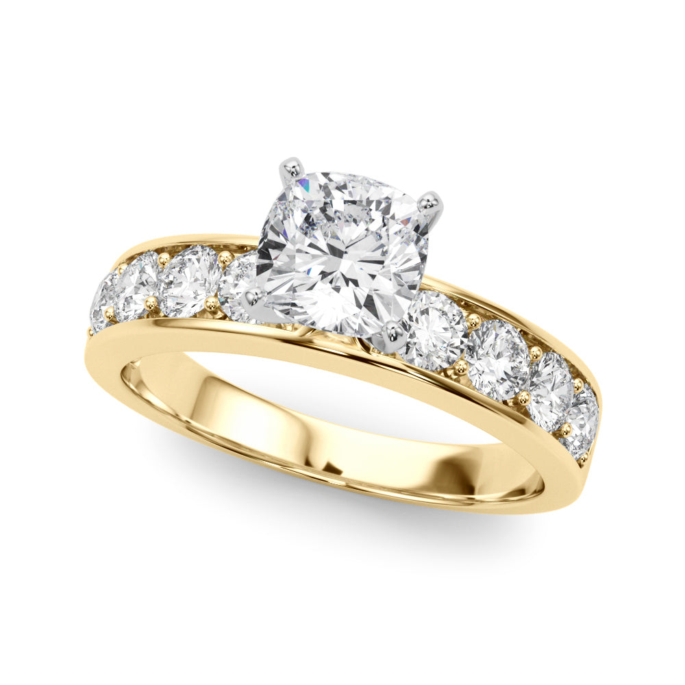 Majestic Channel-Set Round Diamond Engagement Ring in 10K/14K gold and platinum with certified lab-grown or natural diamonds