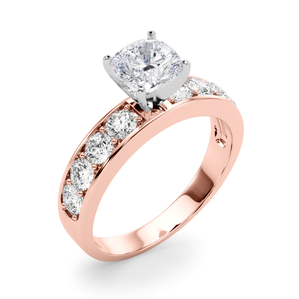 Majestic Channel-Set Round Diamond Engagement Ring in 10K/14K gold and platinum with certified lab-grown or natural diamonds