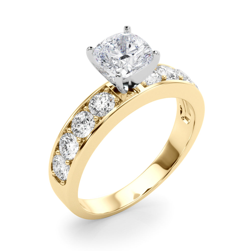 Majestic Channel-Set Round Diamond Engagement Ring in 10K/14K gold and platinum with certified lab-grown or natural diamonds