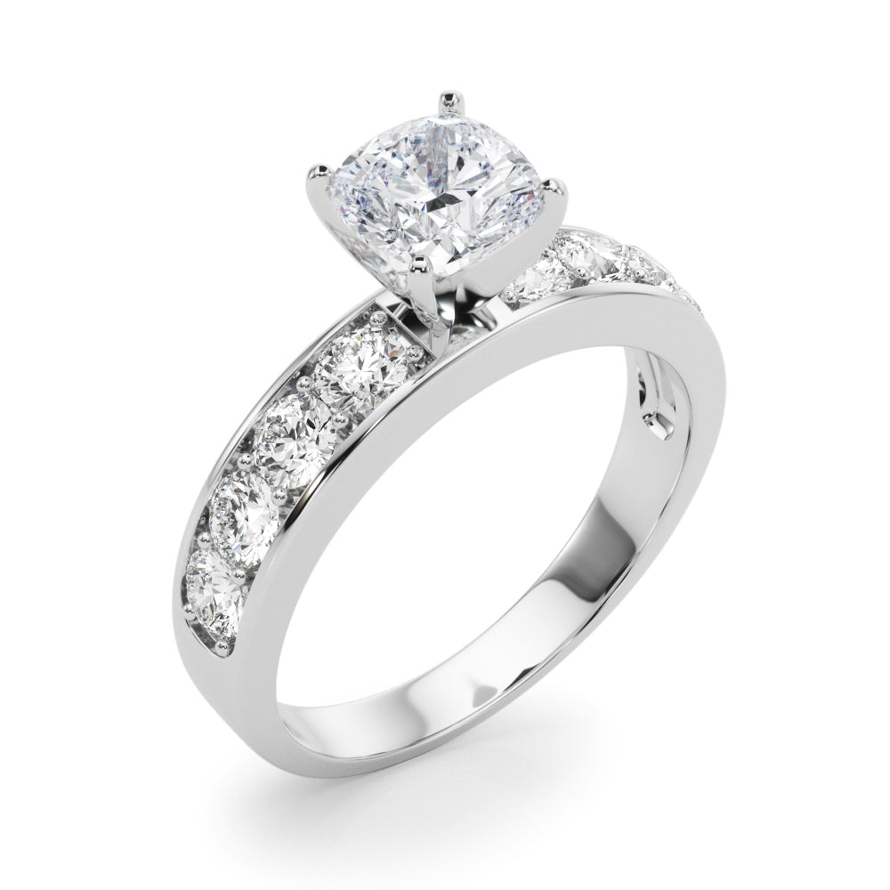 Majestic Channel-Set Round Diamond Engagement Ring in 10K/14K gold and platinum with certified lab-grown or natural diamonds