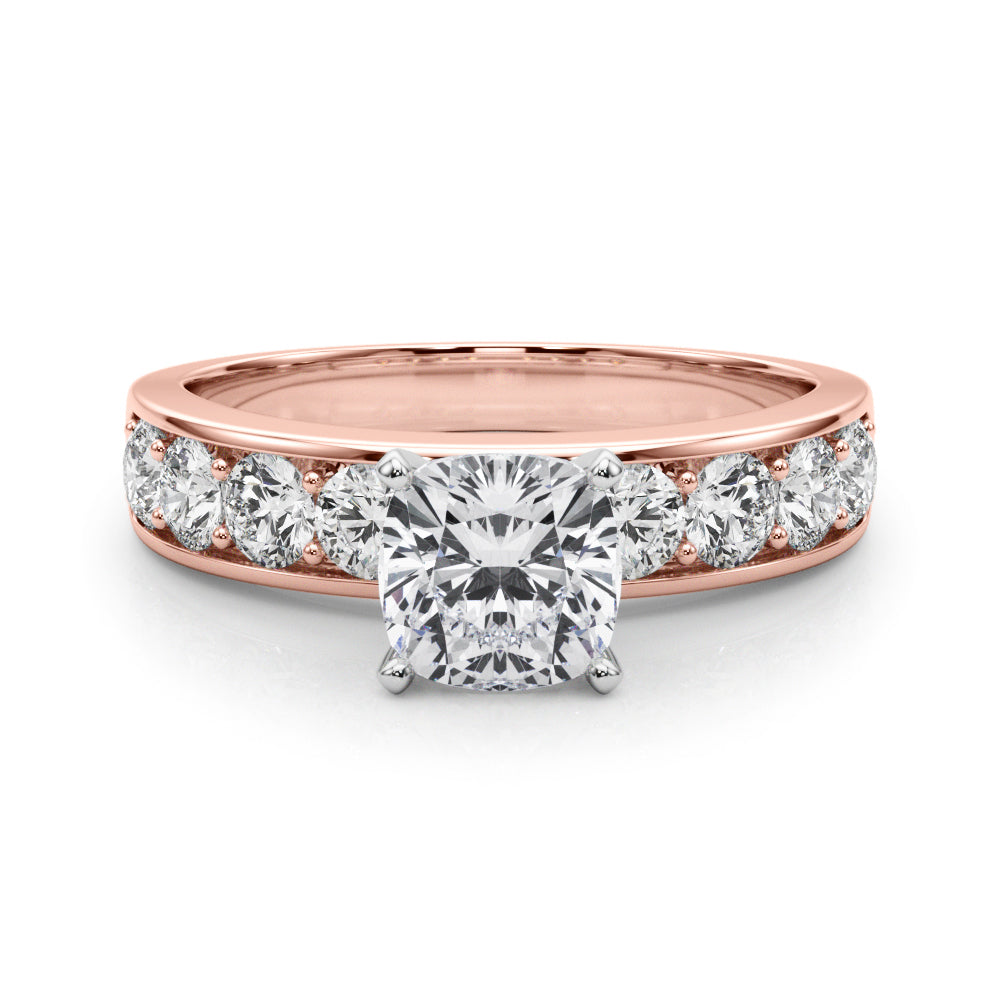 Majestic Channel-Set Round Diamond Engagement Ring in 10K/14K gold and platinum with certified lab-grown or natural diamonds