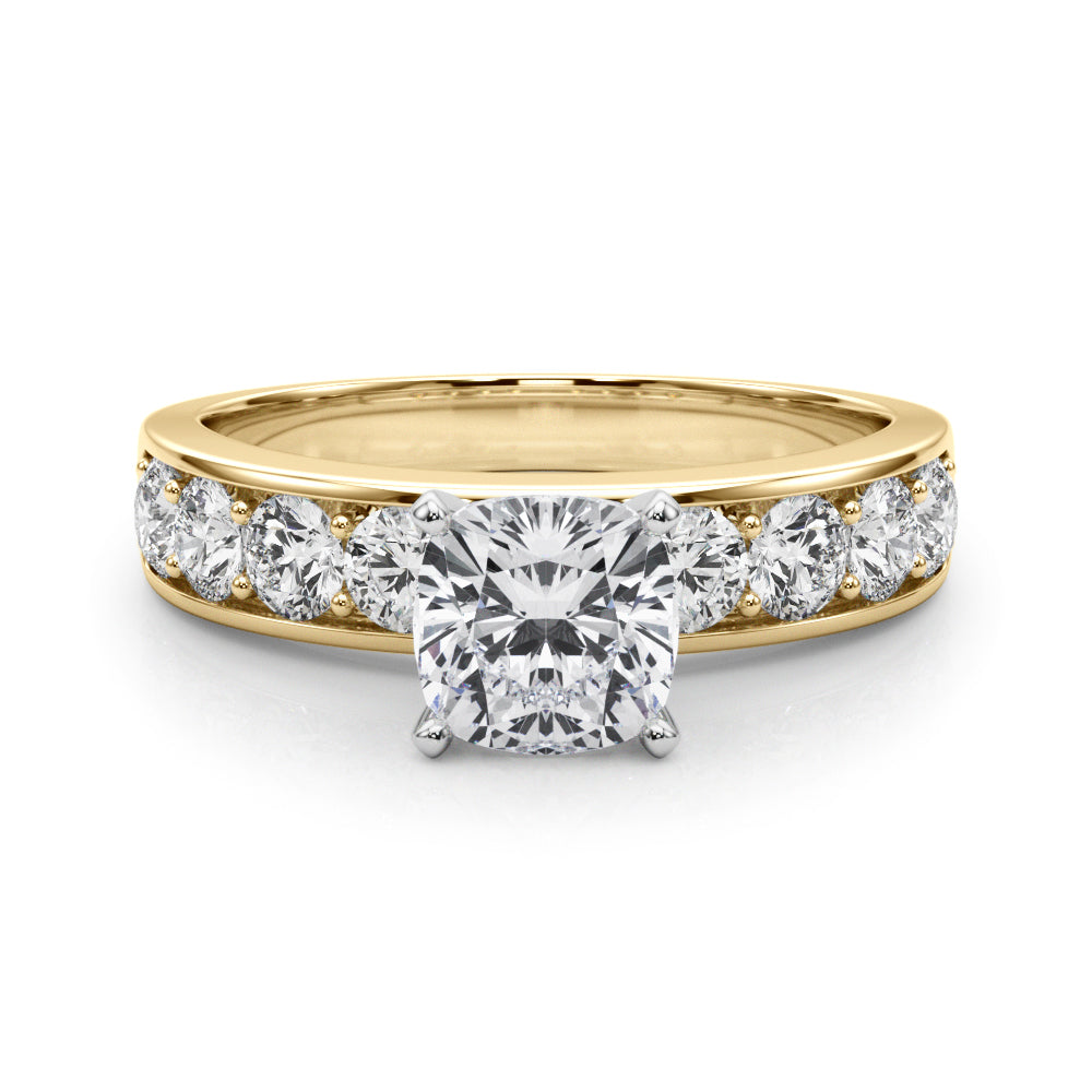Majestic Channel-Set Round Diamond Engagement Ring in 10K/14K gold and platinum with certified lab-grown or natural diamonds