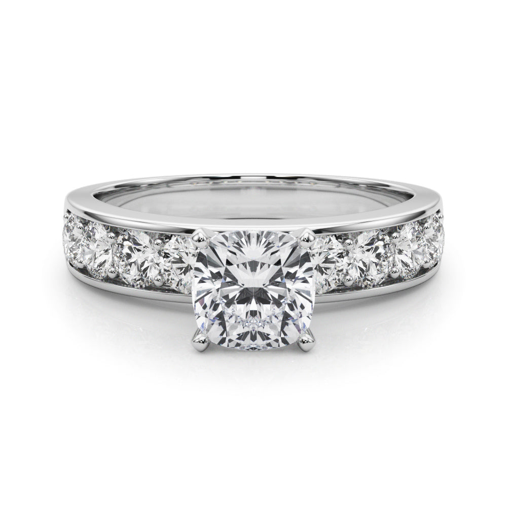 Majestic Channel-Set Round Diamond Engagement Ring in 10K/14K gold and platinum with certified lab-grown or natural diamonds