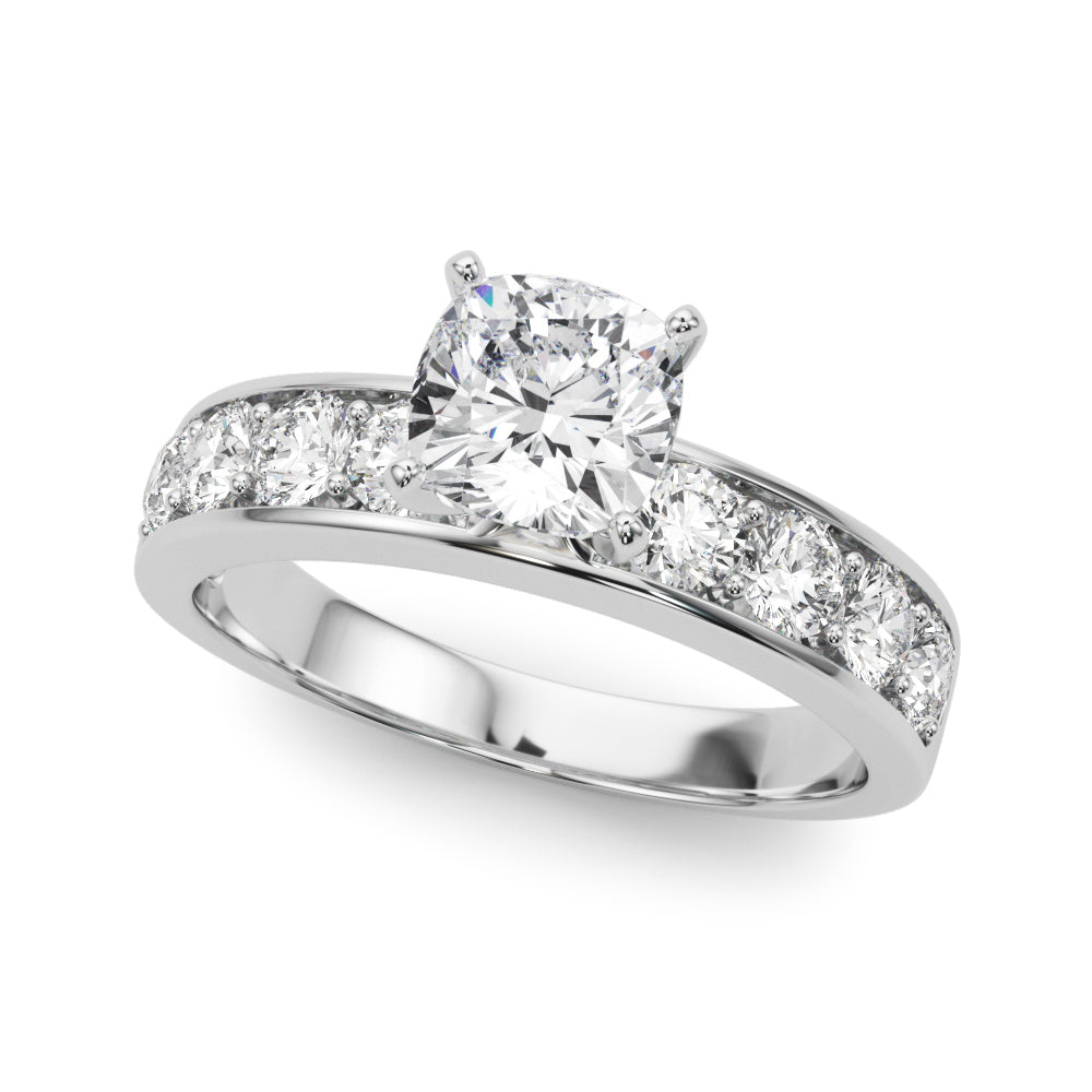 Majestic Channel-Set Round Diamond Engagement Ring in 10K/14K gold and platinum with certified lab-grown or natural diamonds