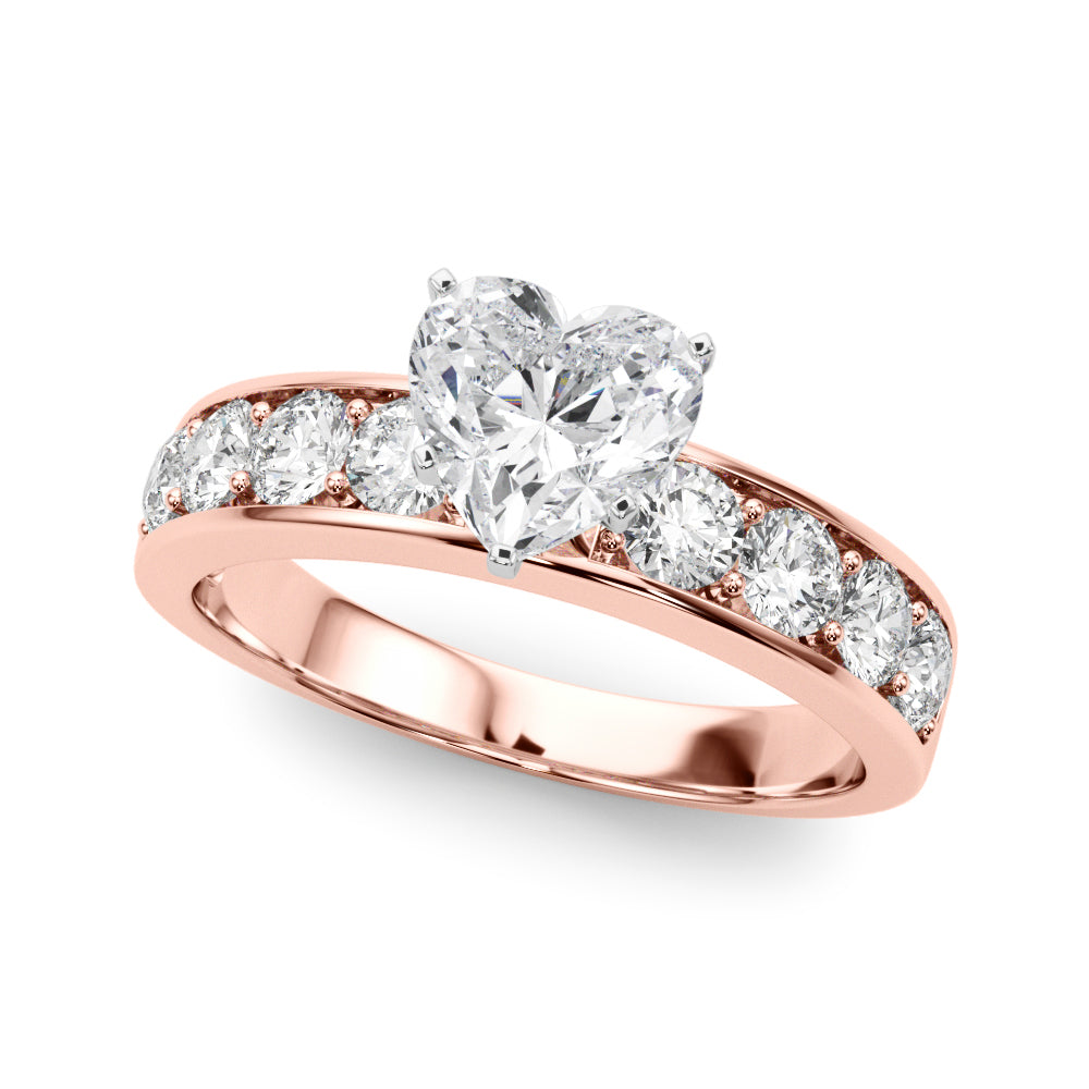 Majestic Channel-Set Round Diamond Engagement Ring in 10K/14K gold and platinum with certified lab-grown or natural diamonds