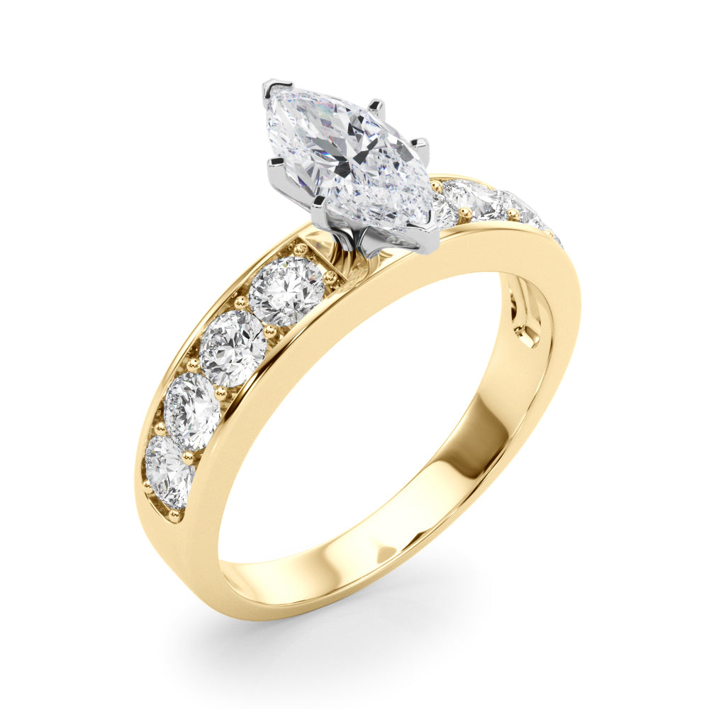 Majestic Channel-Set Round Diamond Engagement Ring in 10K/14K gold and platinum with certified lab-grown or natural diamonds