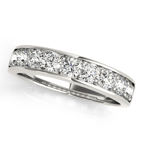 Shared Prong Channel Set Half Eternity Ring in Gold & Platinum