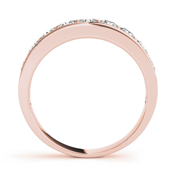 Shared Prong Channel Set Half Eternity Ring in Gold & Platinum