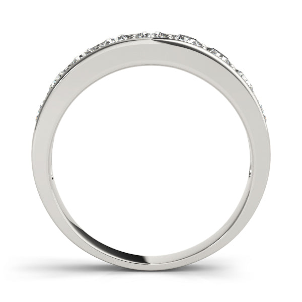 Shared Prong Channel Set Half Eternity Ring in Gold & Platinum