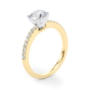 Sculpted Prong-Set Round Diamond Engagement Ring in 10K/14K gold and platinum with certified lab-grown or natural diamonds