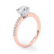 Sculpted Prong-Set Round Diamond Engagement Ring in 10K/14K gold and platinum with certified lab-grown or natural diamonds
