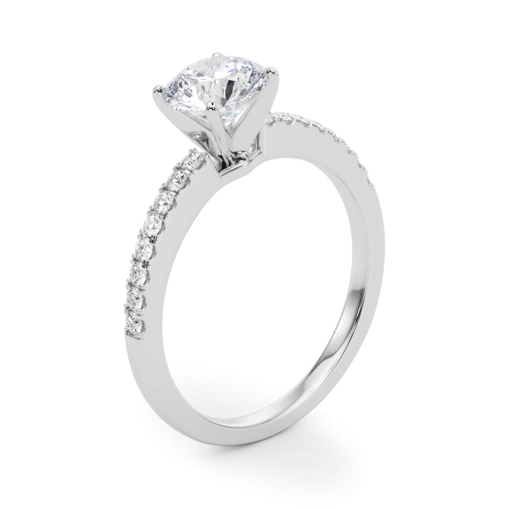 Sculpted Prong-Set Round Diamond Engagement Ring in 10K/14K gold and platinum with certified lab-grown or natural diamonds