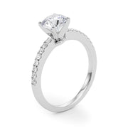 Sculpted Prong-Set Round Diamond Engagement Ring in 10K/14K gold and platinum with certified lab-grown or natural diamonds