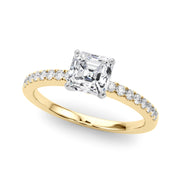Sculpted Prong-Set Round Diamond Engagement Ring in 10K/14K gold and platinum with certified lab-grown or natural diamonds