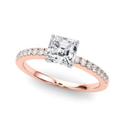 Sculpted Prong-Set Round Diamond Engagement Ring in 10K/14K gold and platinum with certified lab-grown or natural diamonds