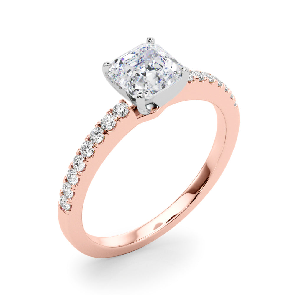 Sculpted Prong-Set Round Diamond Engagement Ring in 10K/14K gold and platinum with certified lab-grown or natural diamonds