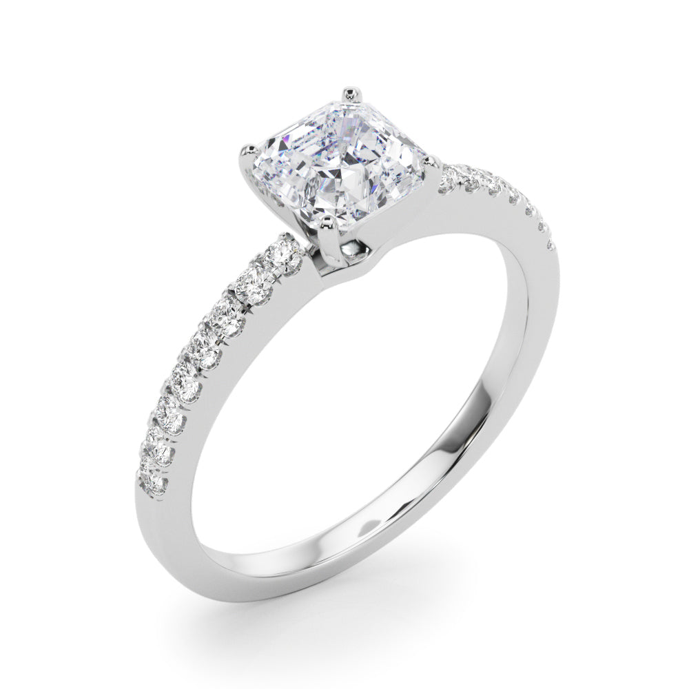Sculpted Prong-Set Round Diamond Engagement Ring in 10K/14K gold and platinum with certified lab-grown or natural diamonds
