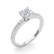 Sculpted Prong-Set Round Diamond Engagement Ring in 10K/14K gold and platinum with certified lab-grown or natural diamonds