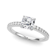 Sculpted Prong-Set Round Diamond Engagement Ring in 10K/14K gold and platinum with certified lab-grown or natural diamonds