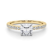 Sculpted Prong-Set Round Diamond Engagement Ring in 10K/14K gold and platinum with certified lab-grown or natural diamonds