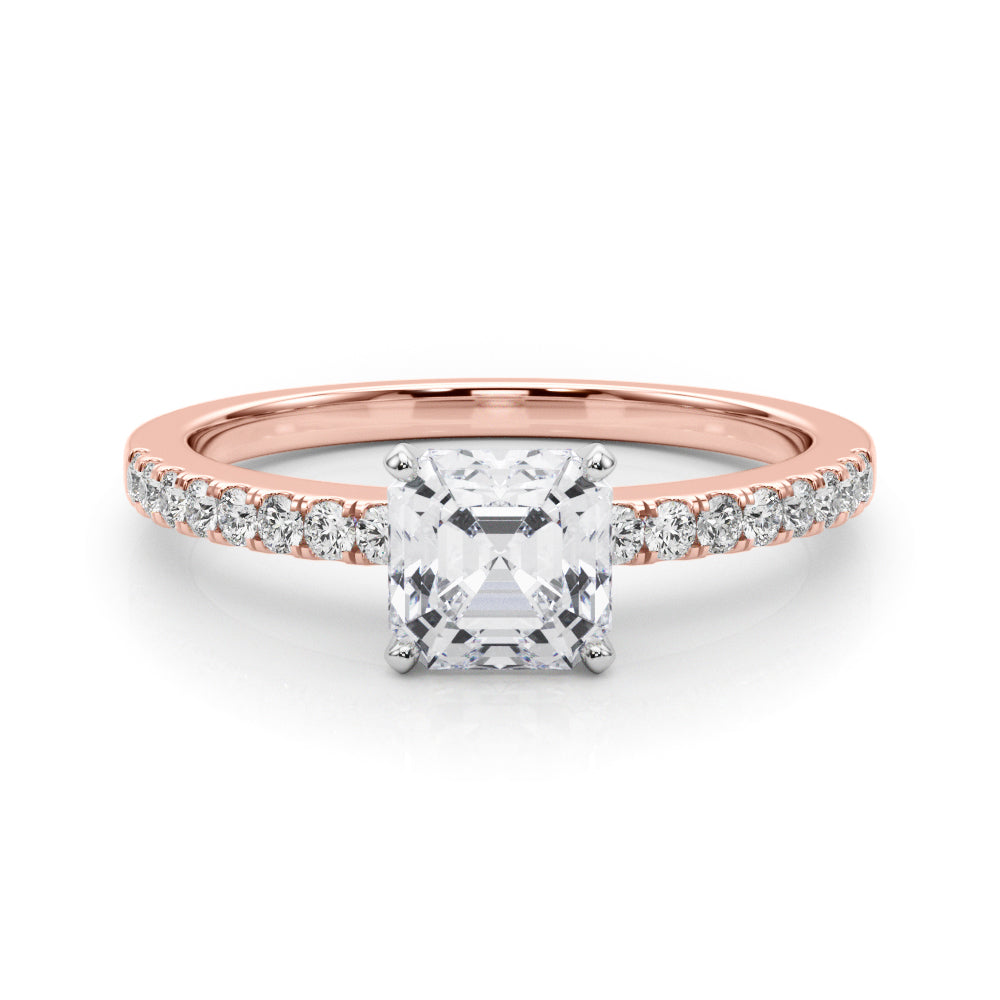 Sculpted Prong-Set Round Diamond Engagement Ring in 10K/14K gold and platinum with certified lab-grown or natural diamonds