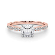 Sculpted Prong-Set Round Diamond Engagement Ring in 10K/14K gold and platinum with certified lab-grown or natural diamonds